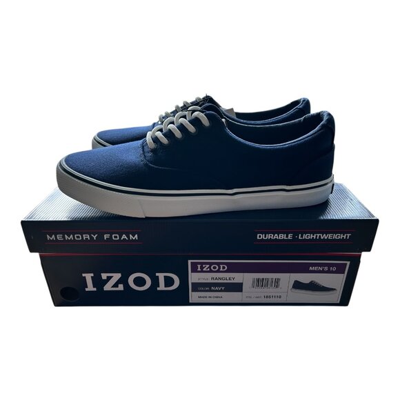 Izod Rangley Men's Lace Up Casual Canvas shoe Memory Foam Navy size 10 - Picture 4 of 9